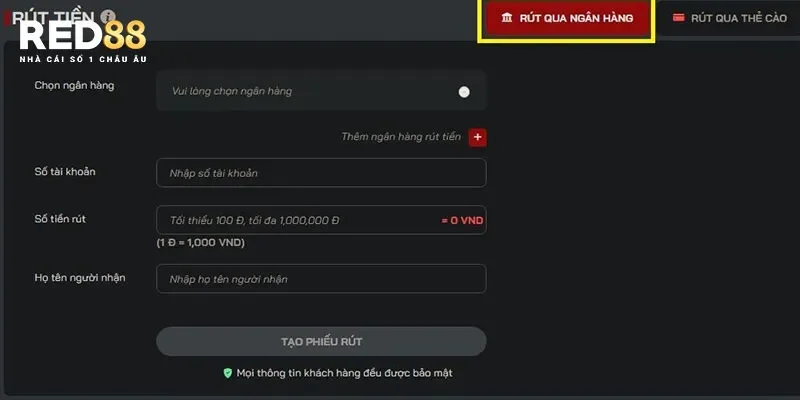 Rút Tiền Red88 - Hướng Dẫn Thực Hiện 3 Phương Thức Phổ Biến